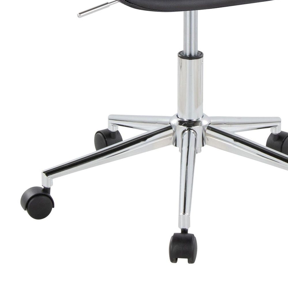 LumiSource Margarite Swivel Task Chair with Black Faux Leather Cushion in Chrome, , large