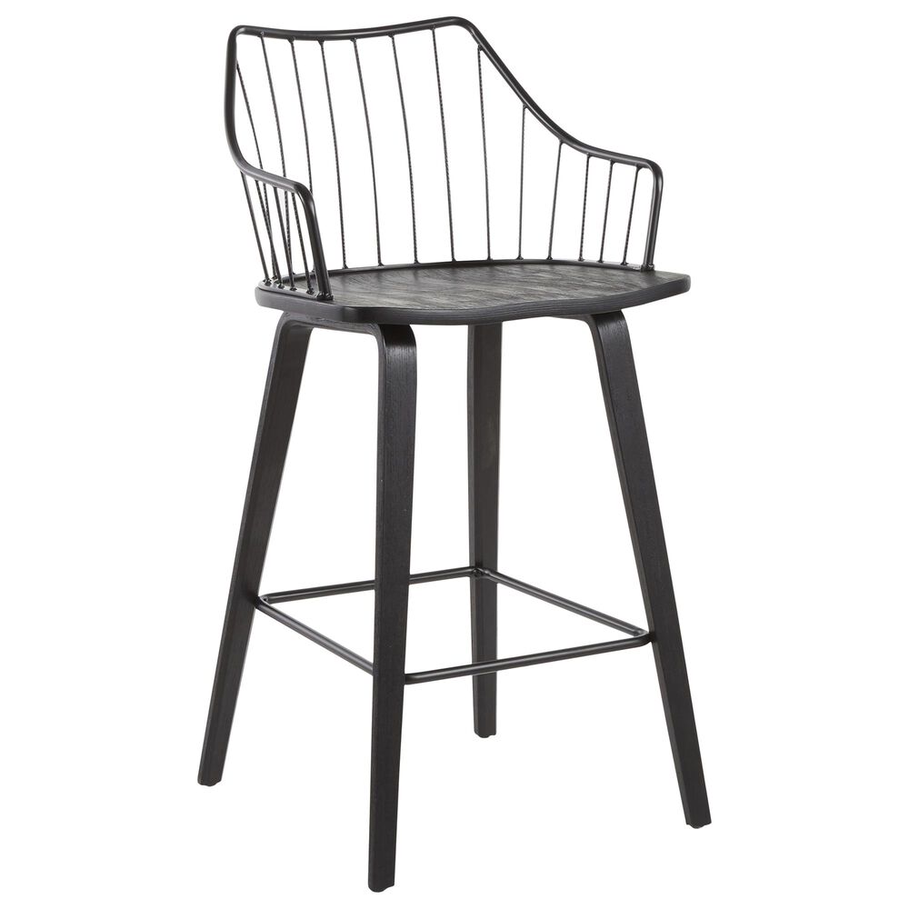 Lumisource Winston Counter Stool in Black and Black, , large