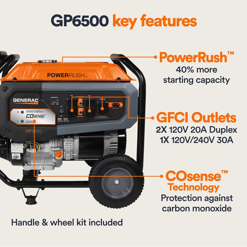 Generac 6500-Watt Portable Generator in Orange, , large