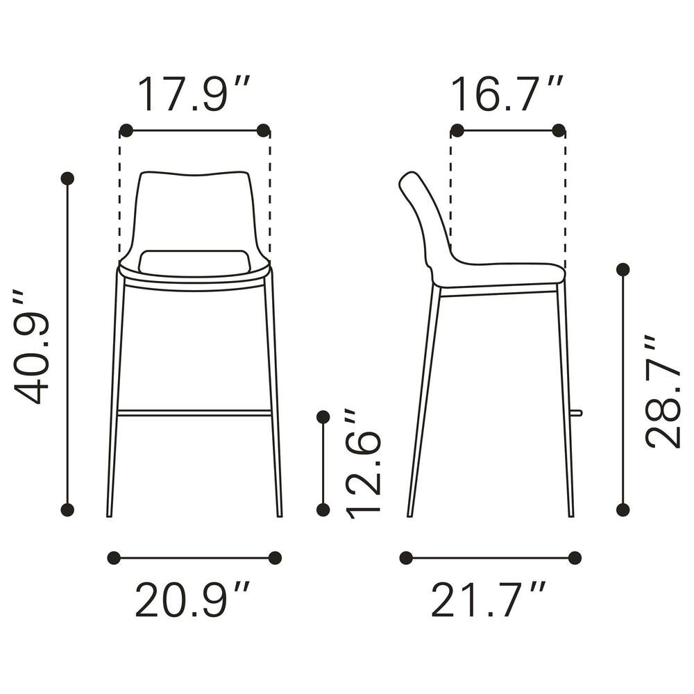 Zuo Modern Ace Bar Stool in Light Pink and Silver &#40;Set of 2&#41;, , large