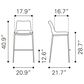 Zuo Modern Ace Bar Stool in Light Pink and Silver (Set of 2), , large