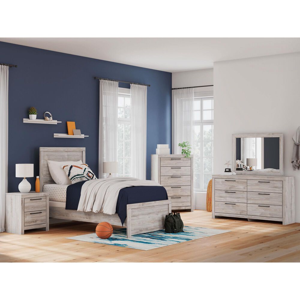 Ashley Broachmyn Twin Bed with Dresser and Nightstand in Light Gray, , large