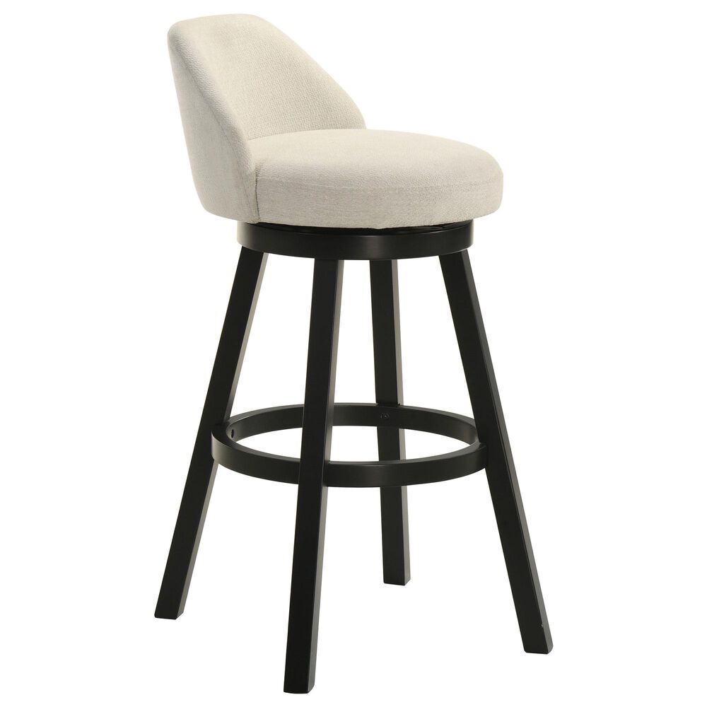 Armen Living Erika Swivel Bar Height Stool with Cream Upholstery in Black, , large