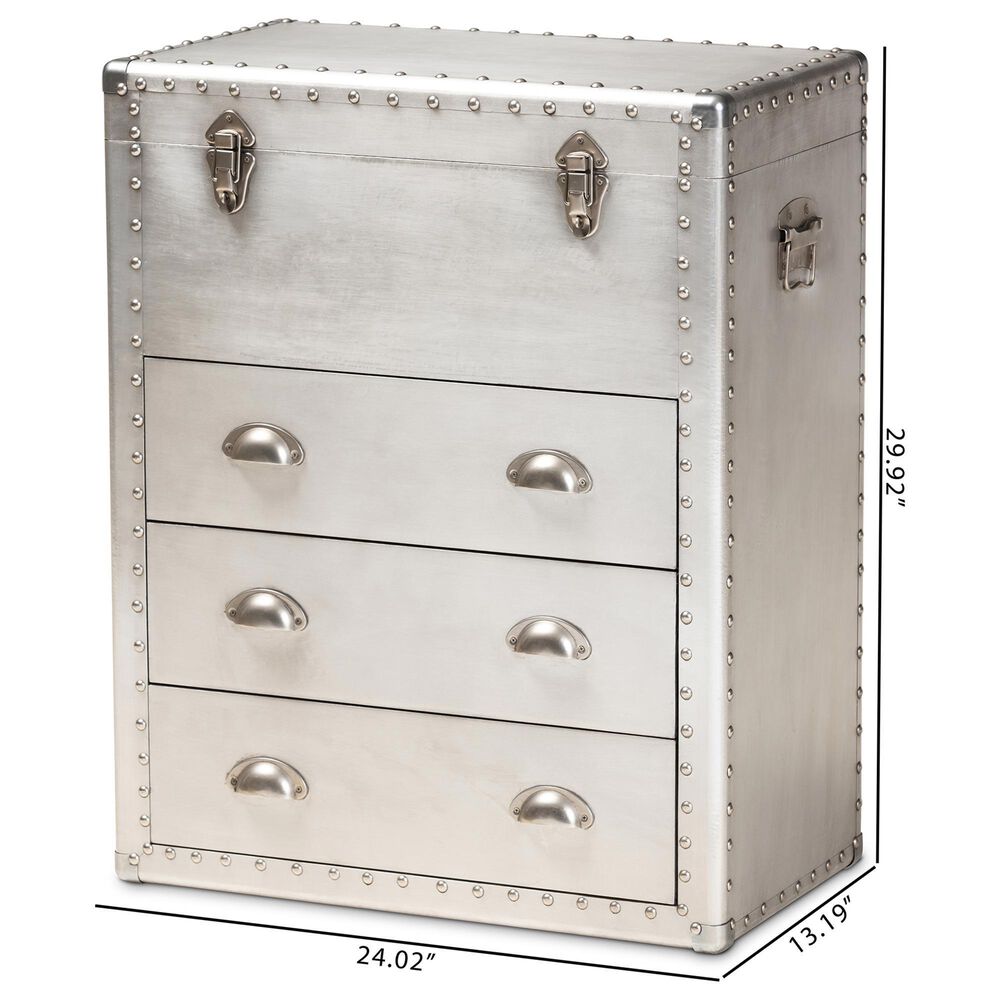 Baxton Studio Serge 3-Drawer Accent Storage Cabinet in Silver, , large