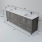 Lexora Home Jacques 80" Double Bathroom Vanity in Distressed Grey with 2 cm White Quartz Top and Rectangular Sinks, , large