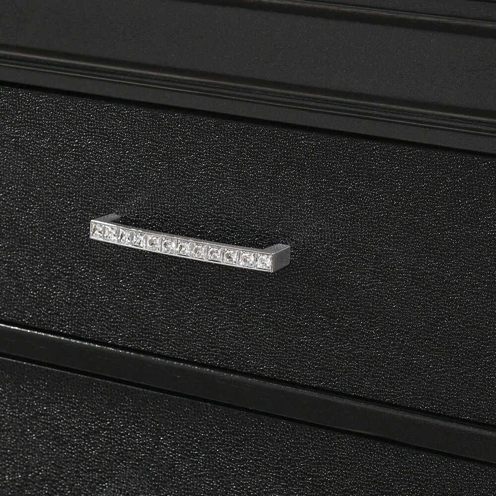 Crown Mark Amalia King Bed with Two Nightstands in Black, , large