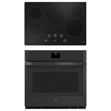 GE Appliances 2-Piece Kitchen Package with 30" Smart Built-In Single Wall Oven and 30" Electric Cooktop in Black, , large