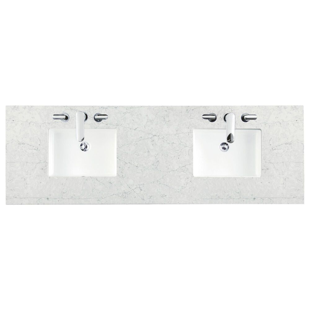 James Martin Vanities Lorelai 72&quot;Double Vanity in Mid-Century Walnut with 3 cm Eternal Jasmine Pearl Quartz Top, , large