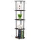 HOMLUX 5-Tier Modern Tall Corner Open Bookshelf in Dark Cherry and Black, , large