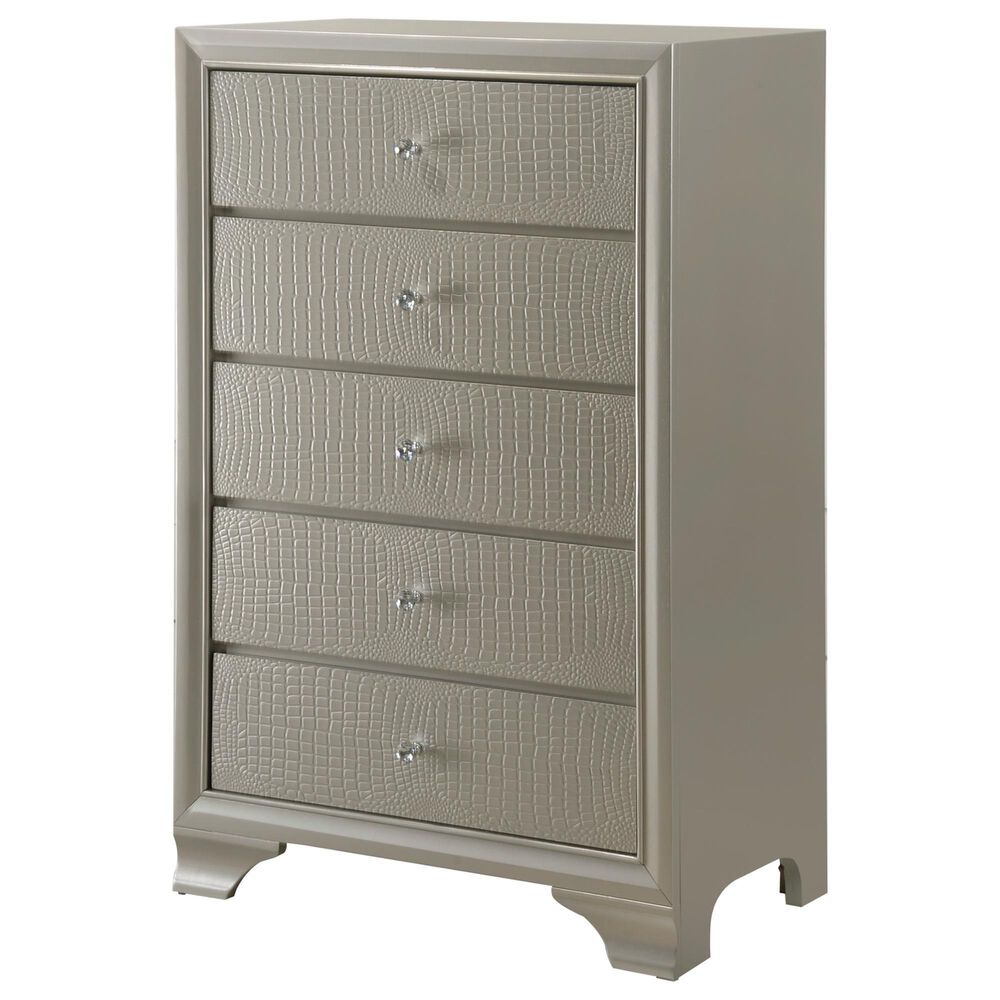 Crown Mark Lyssa 4-Piece Full Panel Bedroom Set with Chest in Champagne, , large
