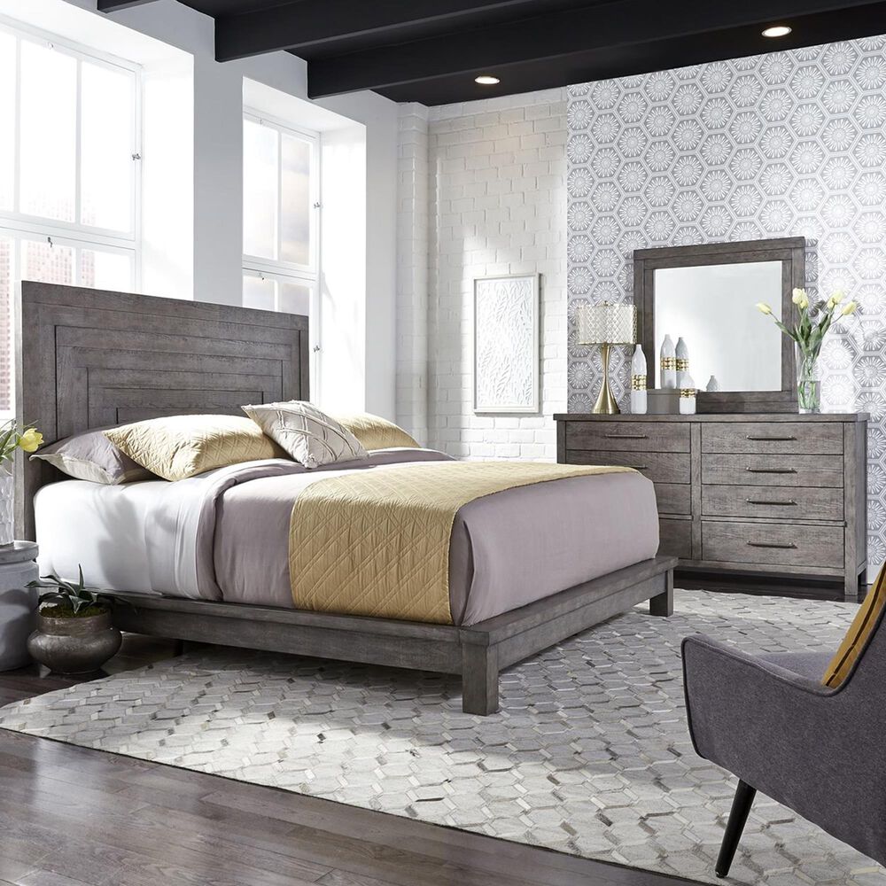 Belle Furnishings Modern Farmhouse 4 Piece King Bedroom Set In Dusty Charcoal Nebraska Furniture Mart