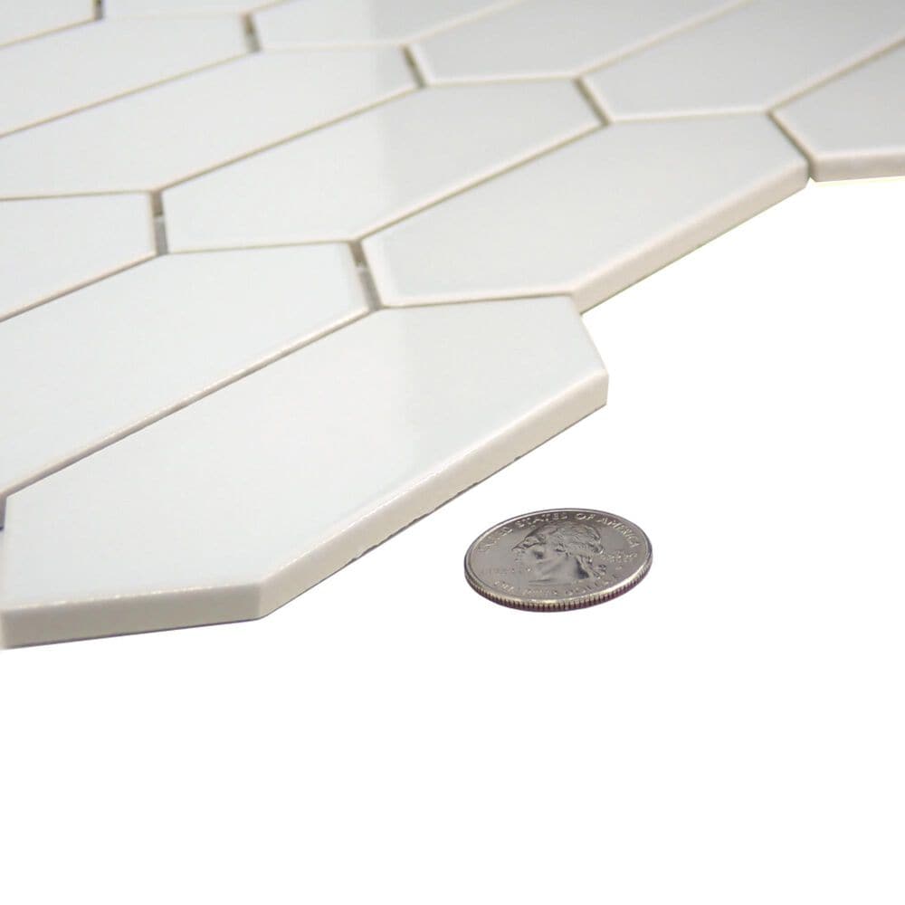 Emser Catch Glossy Gray 1" x 3" on 11" x 12" Porcelain Mosaic Sheet, , large