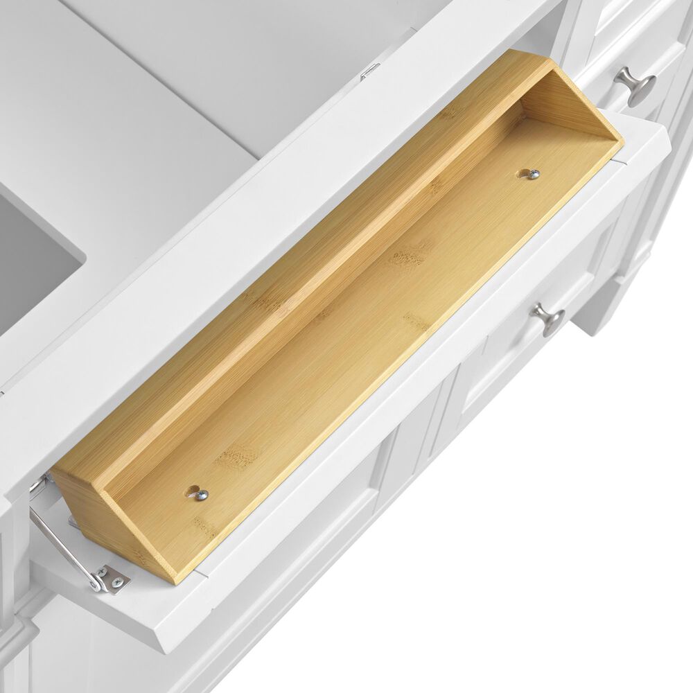 James Martin Brittany 84" Double Bathroom Vanity in Bright White with 3 cm Eternal Jasmine Pearl Top, Rectangular Sinks and FreePower Wireless Charger, , large