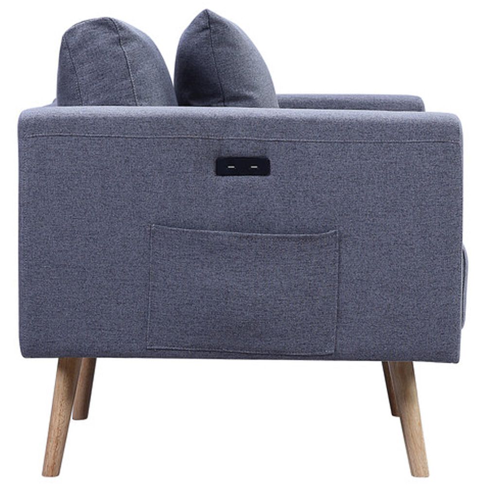 HOMLUX Accent Chair with USB Ports, Pockets and Pillow in Dark Gray, , large