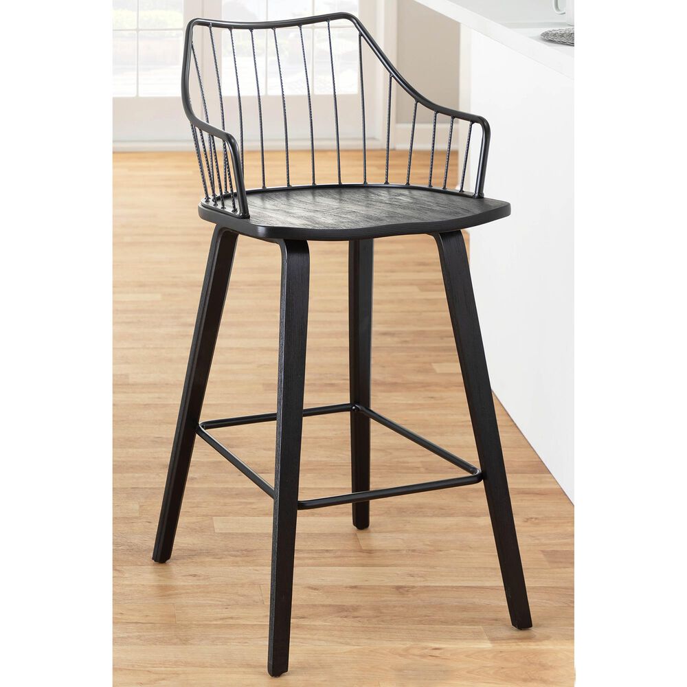 Lumisource Winston Counter Stool in Black and Black, , large