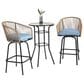 Hearth and Haven 3-Piece Outdoor Patio Bar Set with Blue Cushion in Black, , large