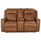 Bassett Norwood Leather Power Reclining Loveseat in Tan, , large