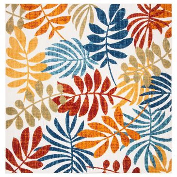 Safavieh Cabana CBN814A 5"3" Square Creme and Red Indoor/Outdoor Area Performance Rug, , large