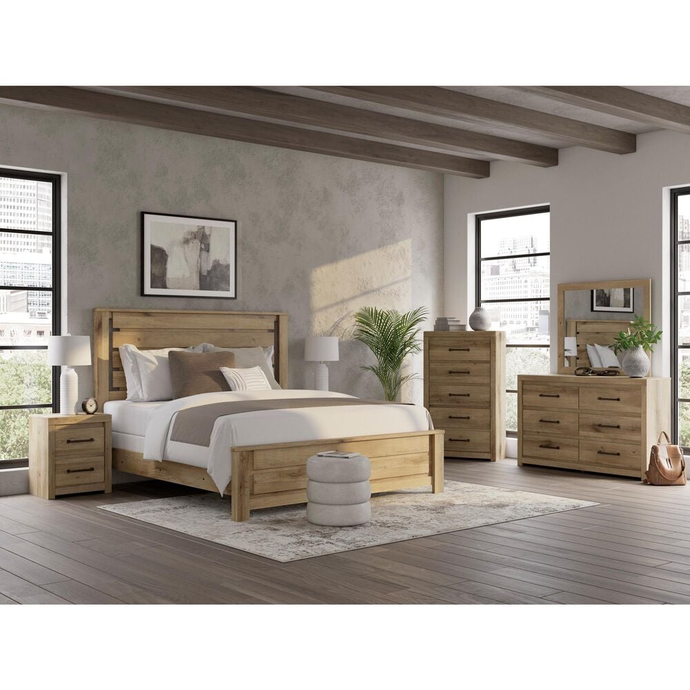 Ashley Brozmont King Panel Bed in Natural Brown, , large