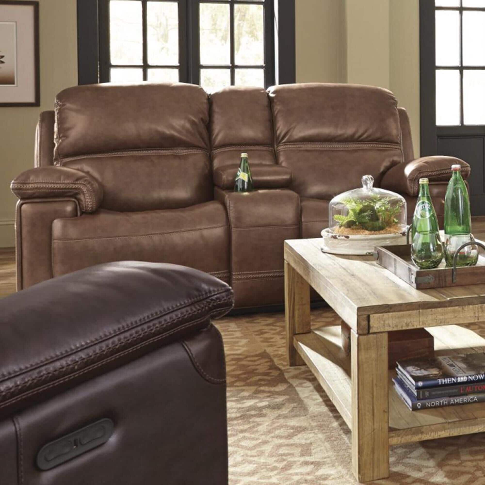 Flexsteel fenwick leather power reclining sofa with power headrests clearance