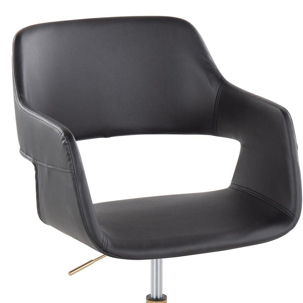 Lumisource Margarite Task Chair with Black Faux Leather Cushion in Gold, , large