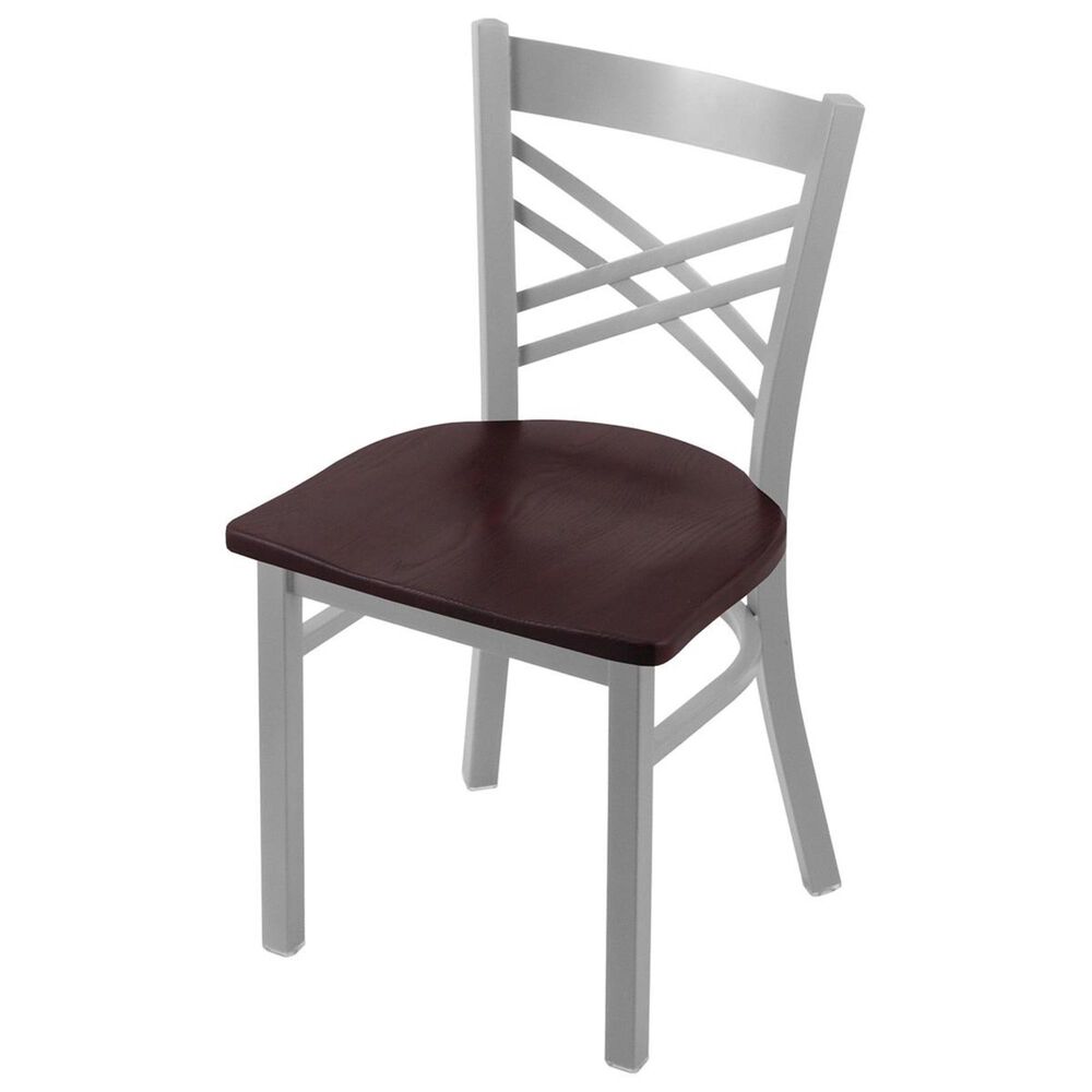 Holland Bar Stool 620 Catalina 18" Chair with Anodized Nickel and Dark Cherry Oak Seat, , large