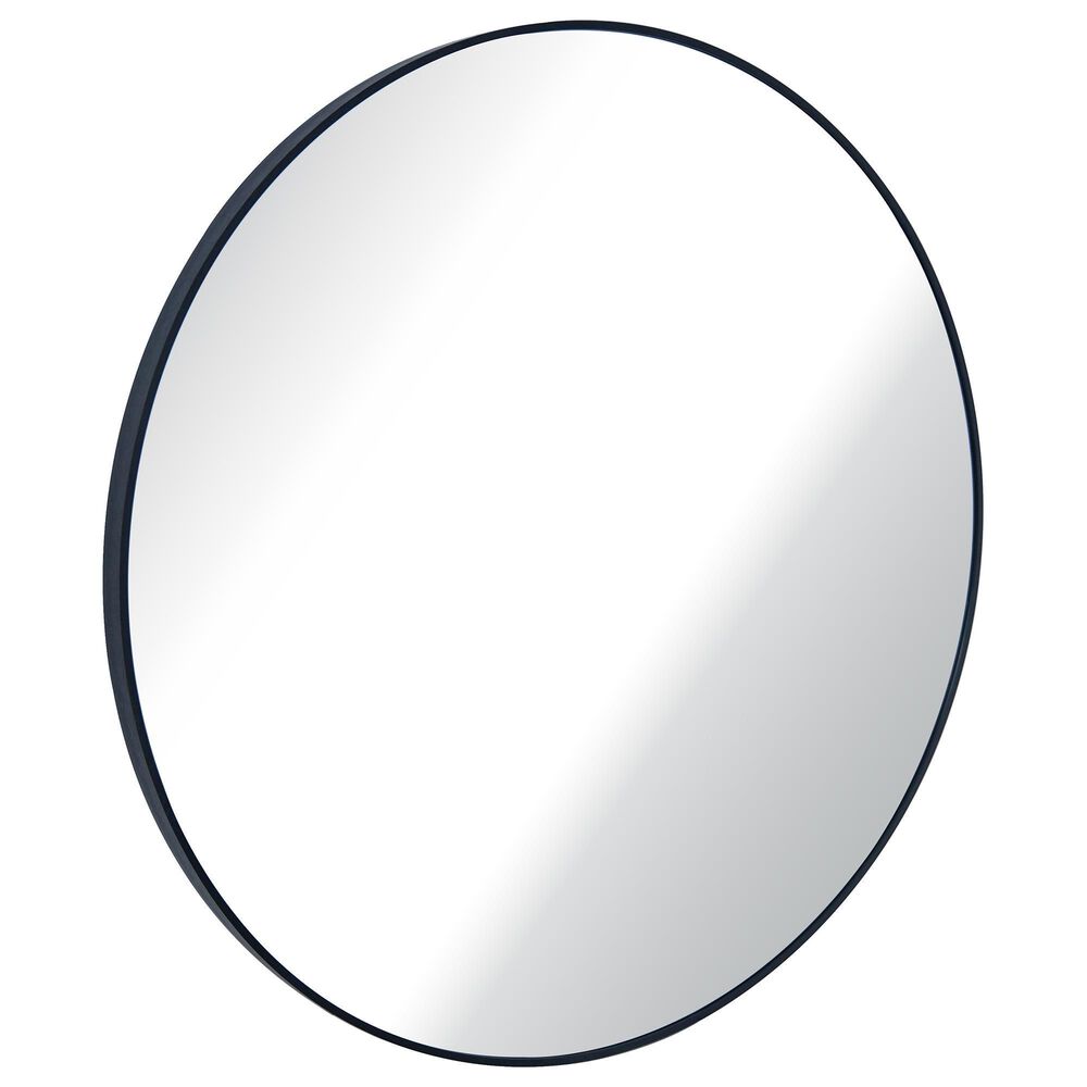 Garber Collection 36&quot; Metal Round Wall Mirror in Black, , large