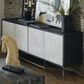 Hooker Furniture Commerce and Market 80" Fine Lines Entertainment Console in Black, White and Brushed Pewter, , large