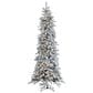The Gerson Company 7.5" Pre-Lit Artificial Narrowed Flocked Pencil Pine with White Lights in Green, , large