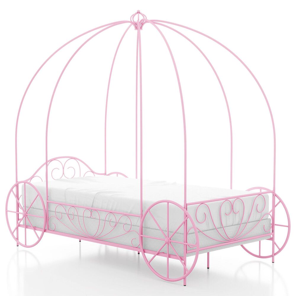 Furniture of America Carriage Twin Canopy Bed in Pink, , large