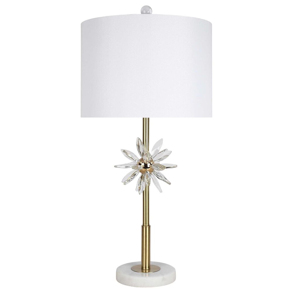 Classy Art Wholesalers Crystal Bloom II Table Lamp in Gold, White and Clear, , large
