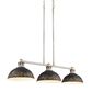 Golden Lighting Kinsley 3-Light Linear Pendant with Antique Black Iron Shade in Aged Galvanized Steel, , large