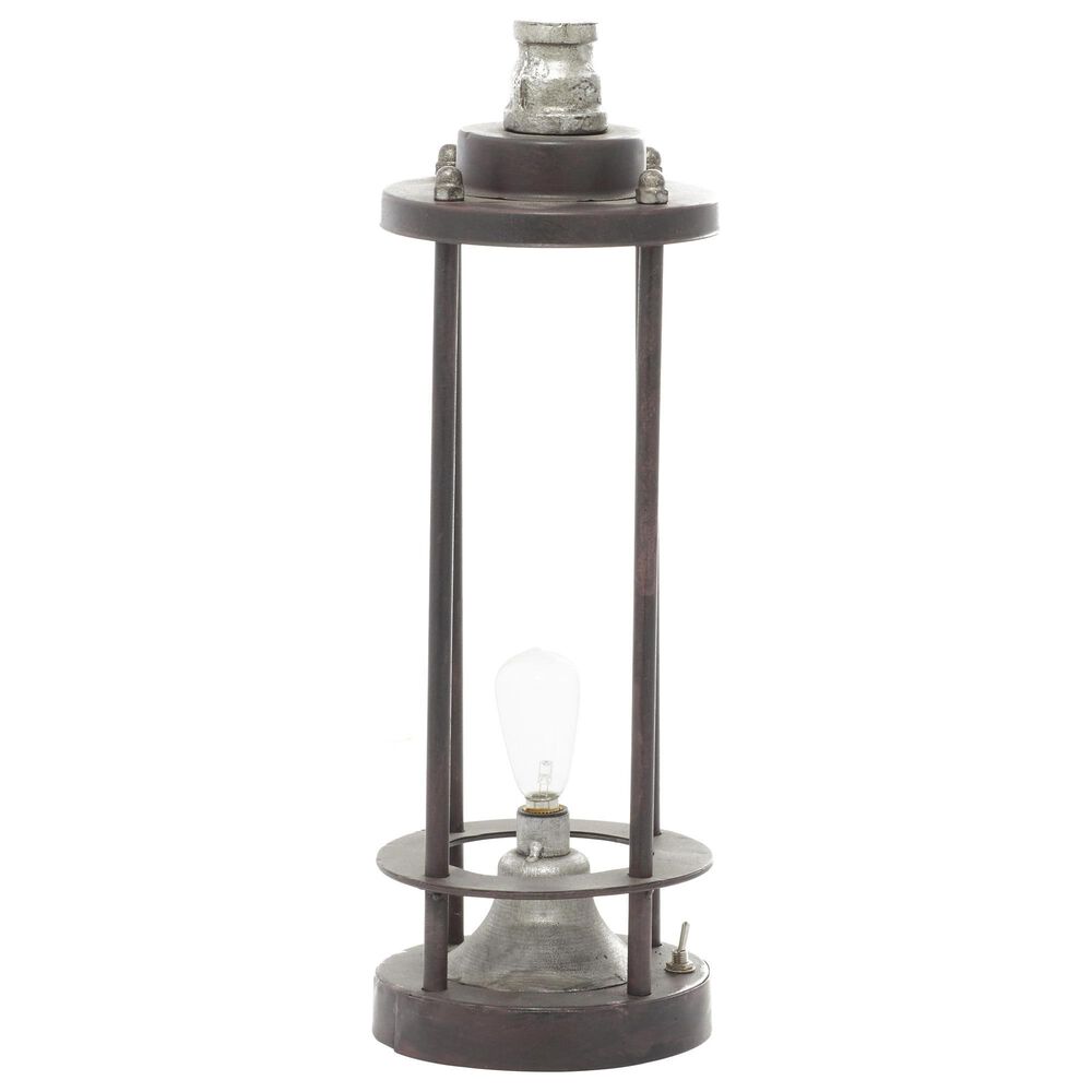 Maple and Jade 13" Industrial Metal Lantern in Brown, , large