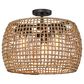 Golden Lighting Piper 3-Light Outdoor Semi-Flush with Natural Shade in Black, , large