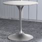 Leisuremod Verve 27" Round Dining Table with Sintered Stone Top in Brushed Chrome and White - Table Only, , large