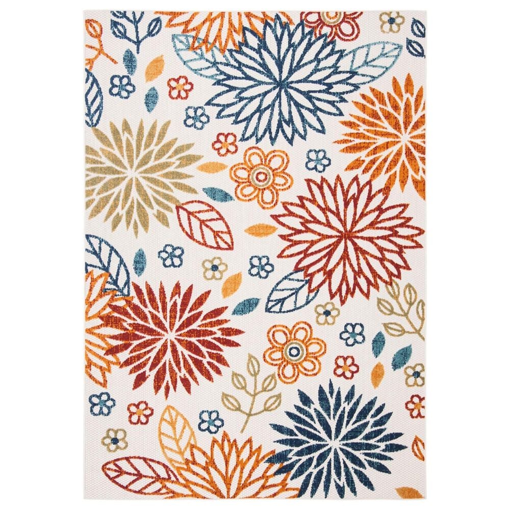 Safavieh Cabana CBN833A 5"3" x 7"6" Creme and Red Indoor/Outdoor Area Performance Rug, , large