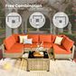 HOMLUX 11-Piece Outdoor Modular Sofa Conversation Set in Orange, , large