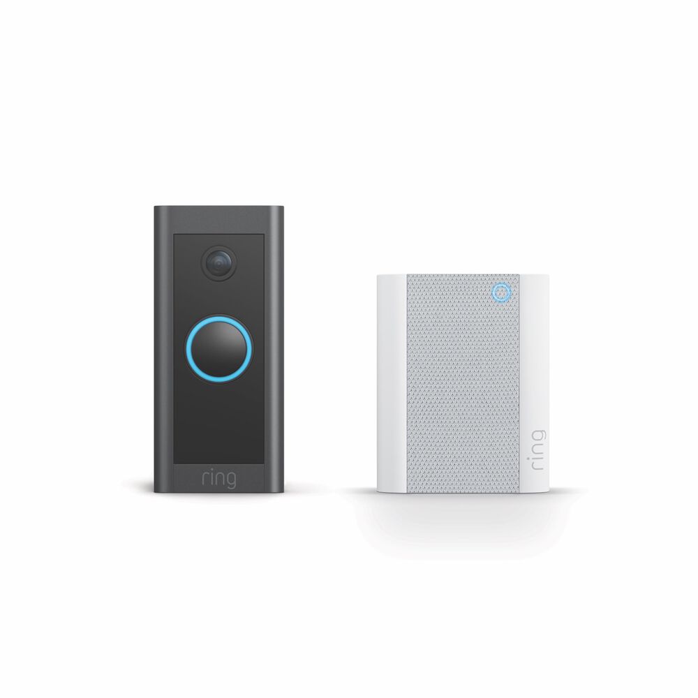 Ring Video Doorbell Wired with Chime in Black and White, , large