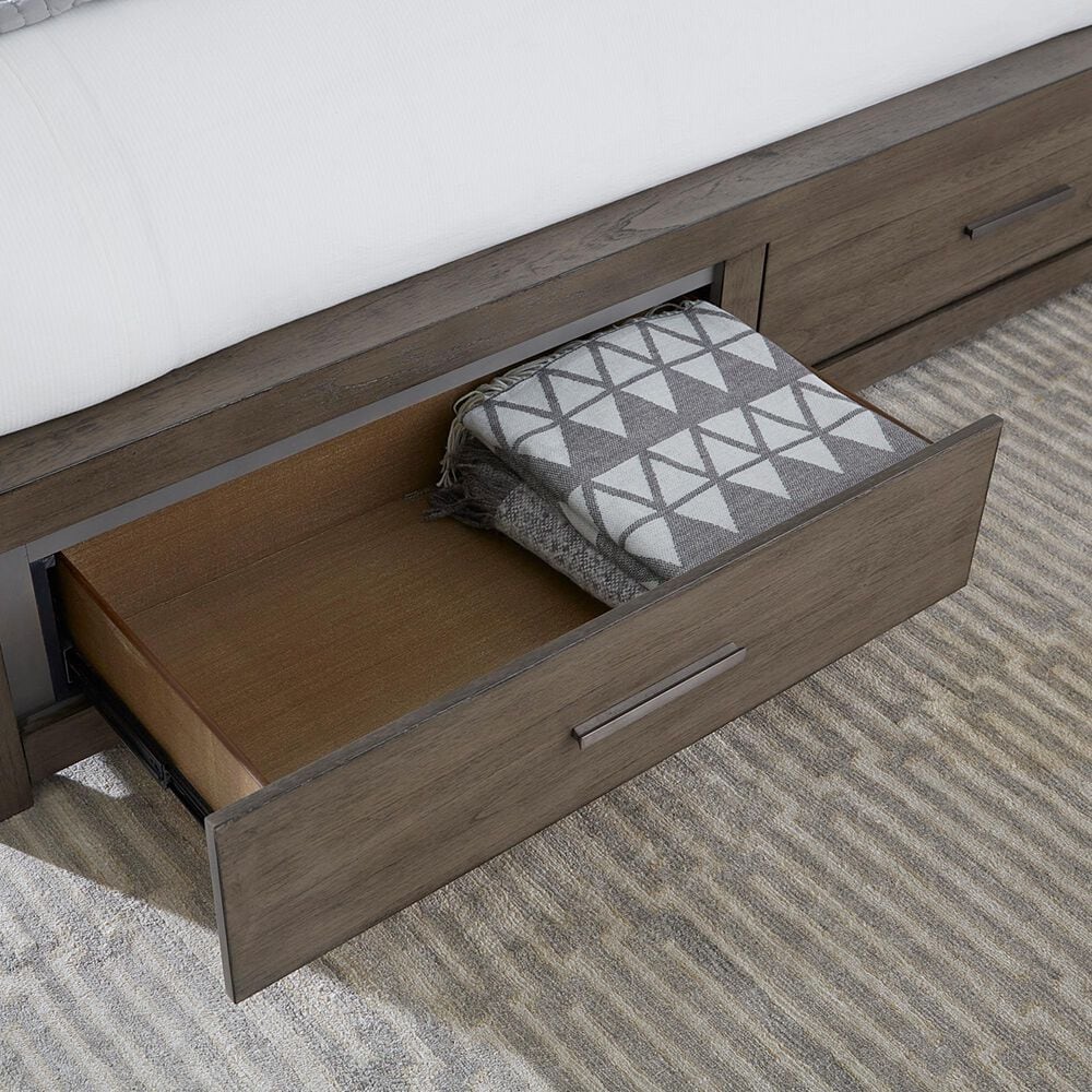 Riva Ridge Modern Loft 4 Piece Queen Storage Panel Bedroom Set in Greystone, , large