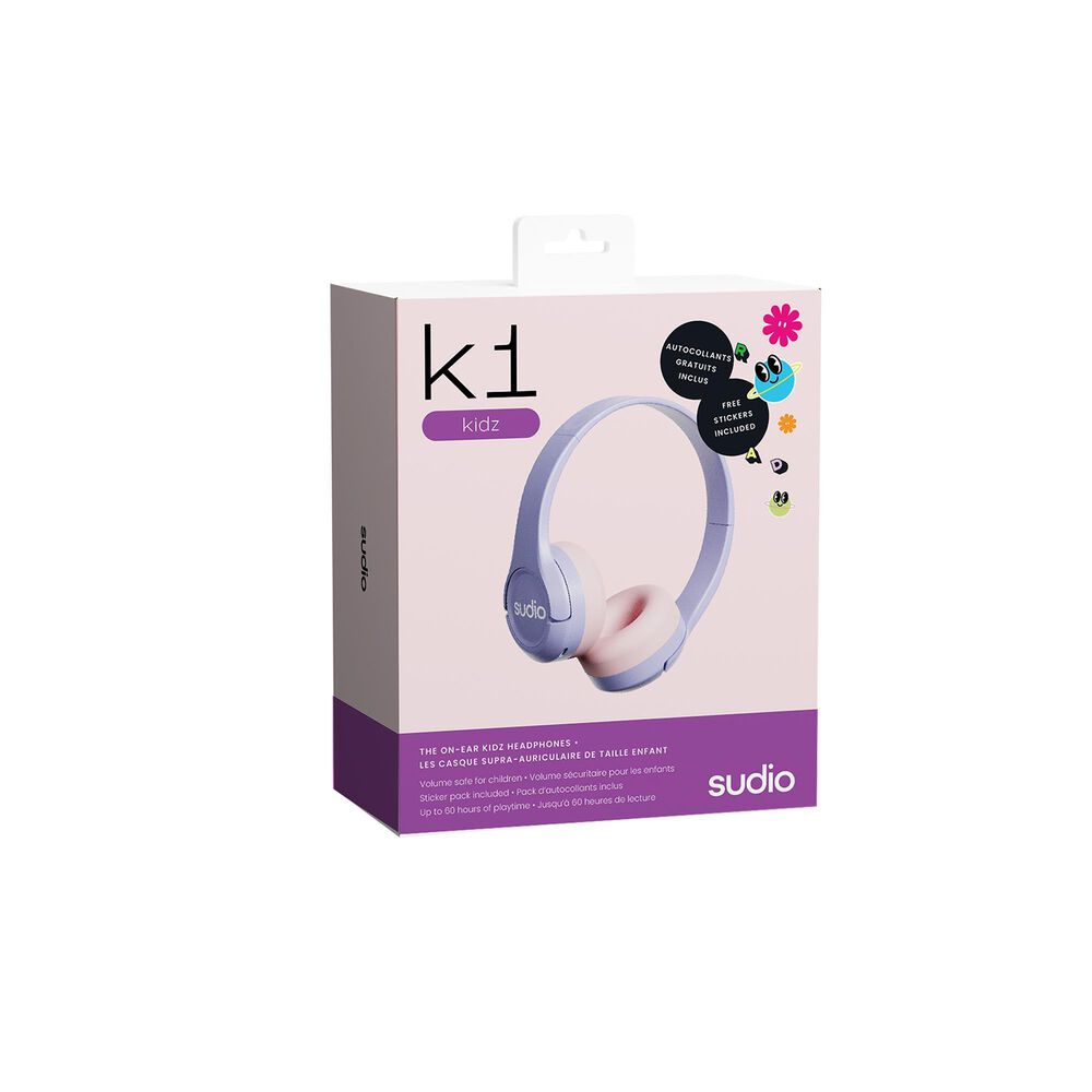 Sudio K1 On-Ear Kidz Wireless Headphones in Purple, , large