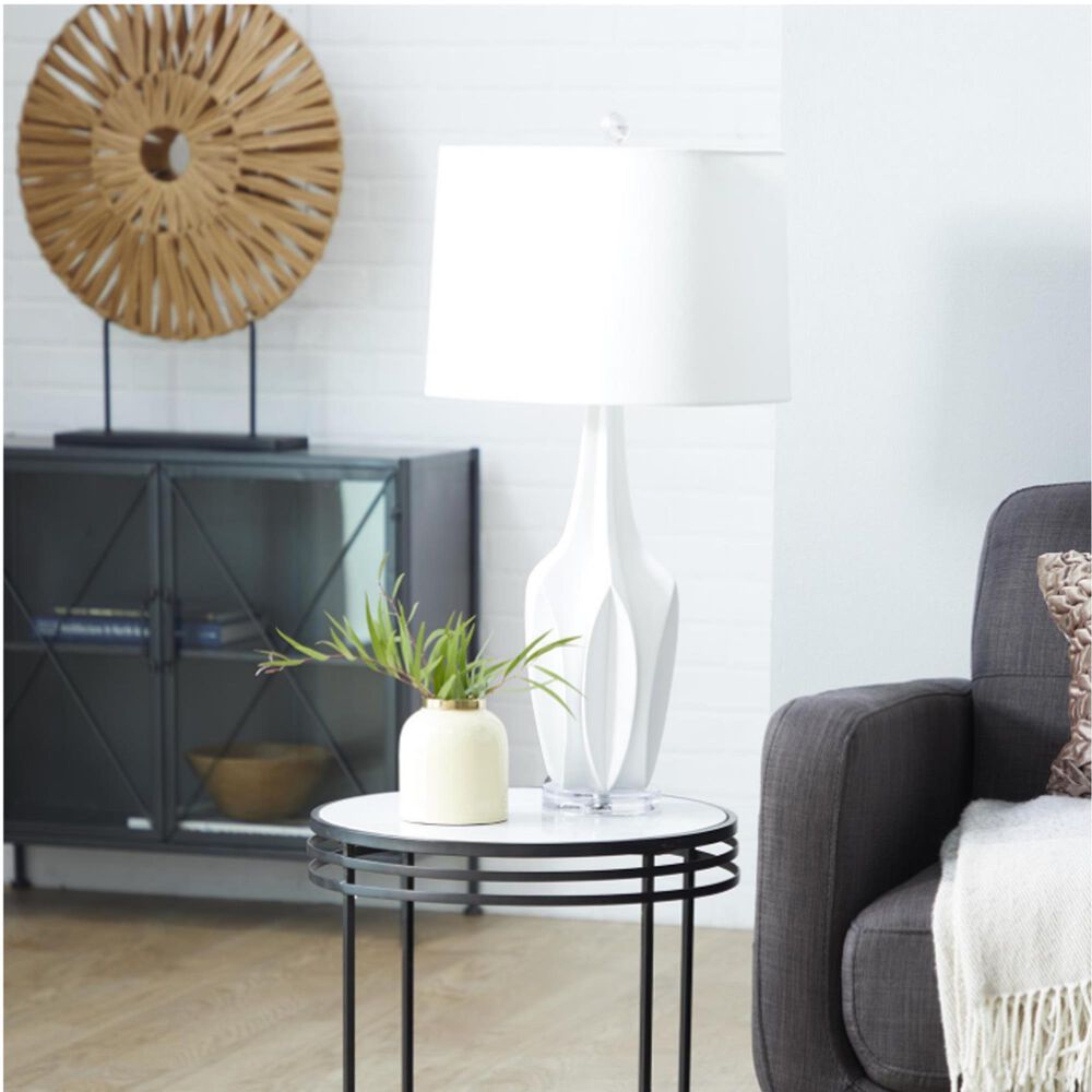 Maple and Jade White Polystone Table Lamp, , large