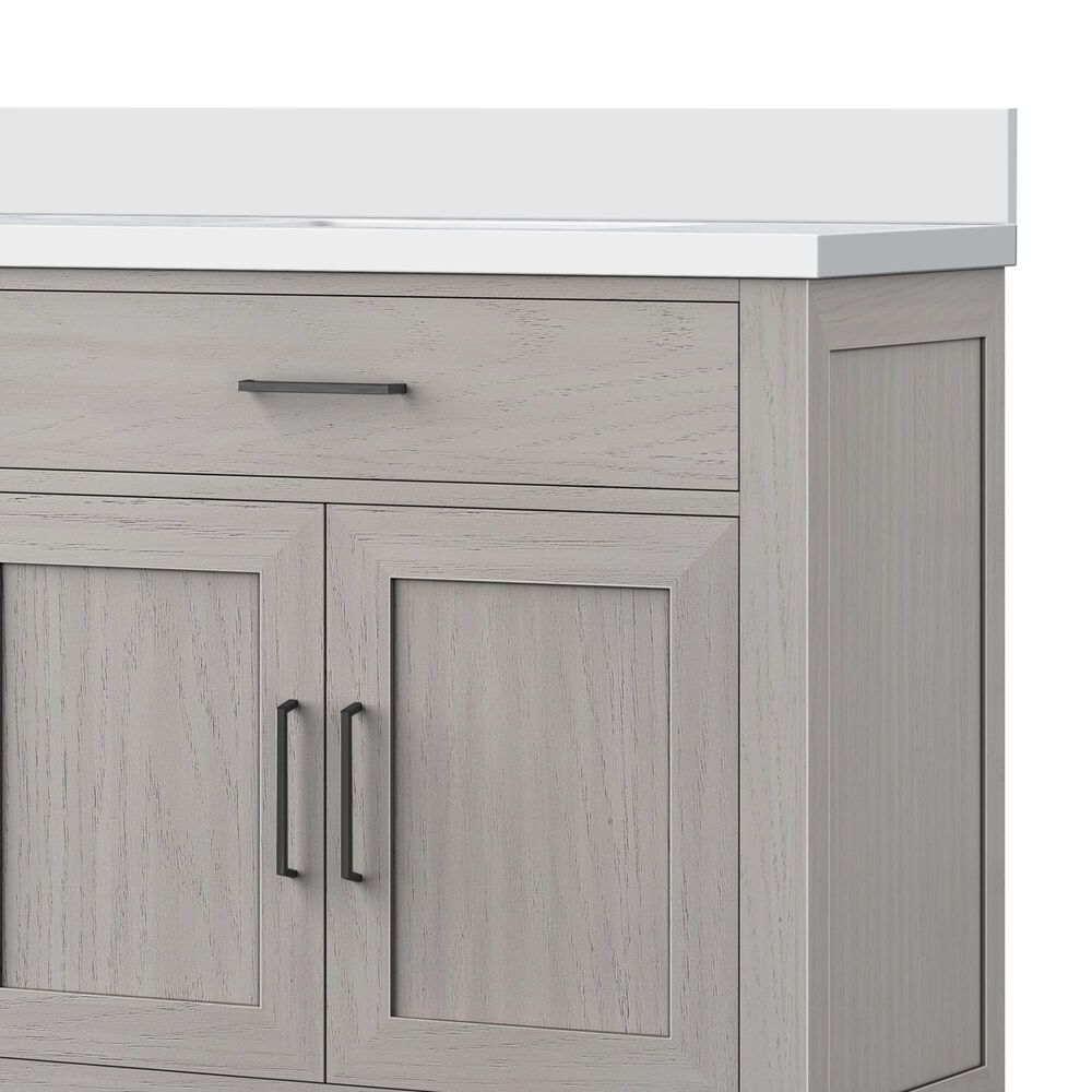 Lexora Home Abbey 84&quot; Double Bathroom Vanity in White Oak with 2 cm White Quartz Top and Rectangular Sinks, , large