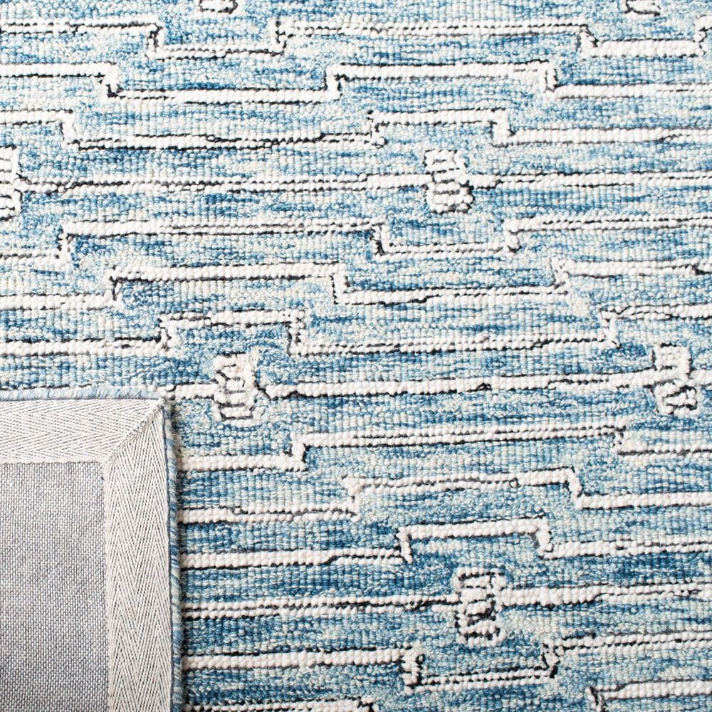 Safavieh Micro-Loop MLP178M 5&#39; Square Light Blue and Ivory Area Rug, , large