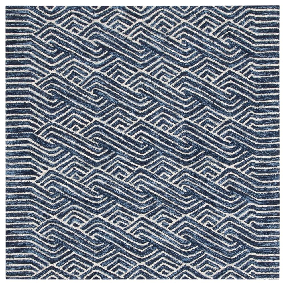 Safavieh Micro-Loop 5" Square Dark Blue and Ivory Area Rug, , large