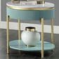 37B Koblenz End Table in White, Light Teal and Gold, , large