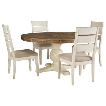 Signature Design by Ashley Grindleburg 5-Piece Dining Set in Light Brown and Antique White Chairs, , large