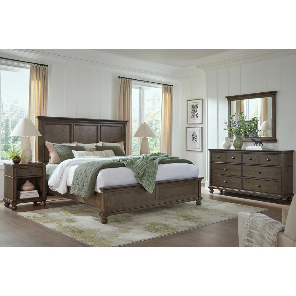 Riva Ridge Oxford 3-Piece Queen Panel Bedroom Set in Cocoa with USB Ports, , large