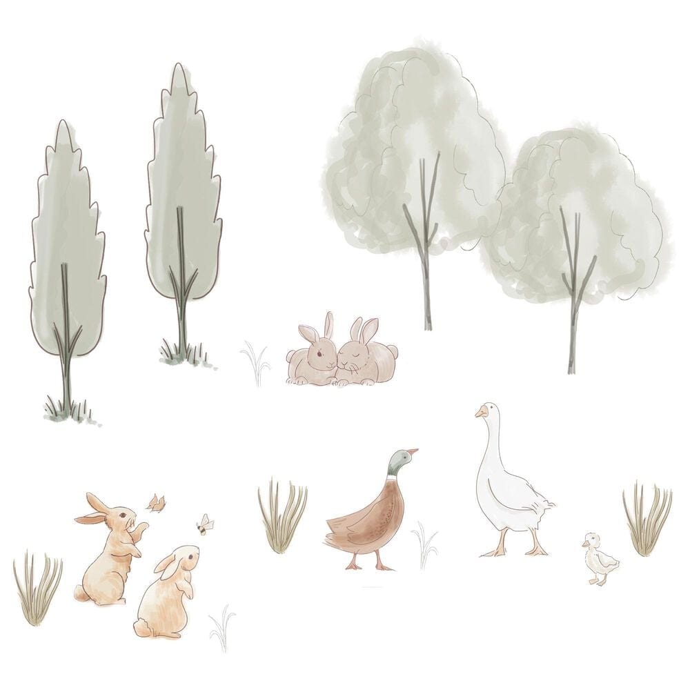 Lambs & Ivy Bunny Hop 4-Sheet Wall Decal in Multicolor, , large