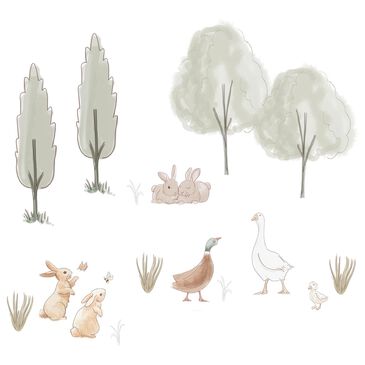 Lambs & Ivy Bunny Hop 4-Sheet Wall Decal in Multicolor, , large