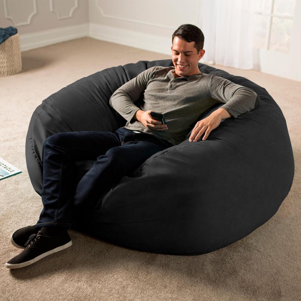 Jaxx 5&#39; Large Bean Bag with Removable Cover in Black, , large